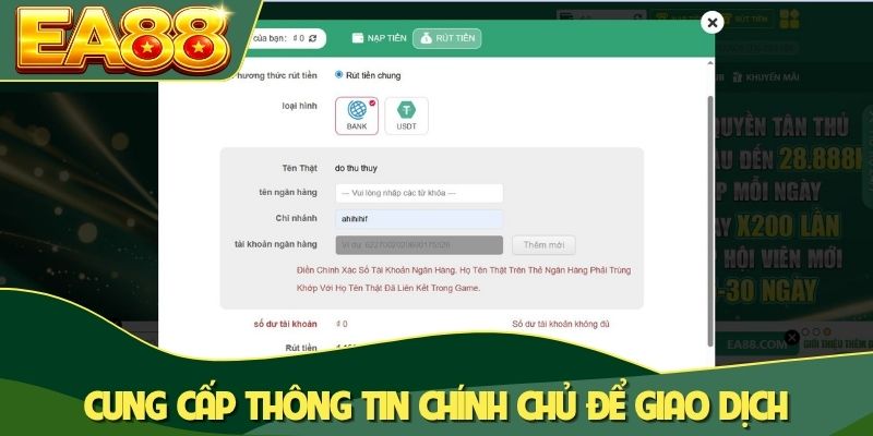 Cung cấp thông tin chính chủ để giao dịch thành công Cung cấp thông tin chính chủ để giao dịch thành công