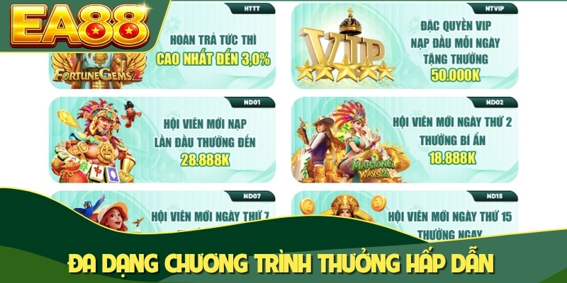 Đa dạng chương trình thưởng hấp dẫn Đa dạng chương trình thưởng hấp dẫn