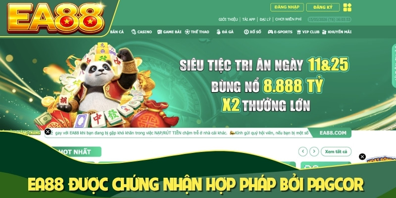 EA88 được chứng nhận hợp pháp bởi PAGCOR