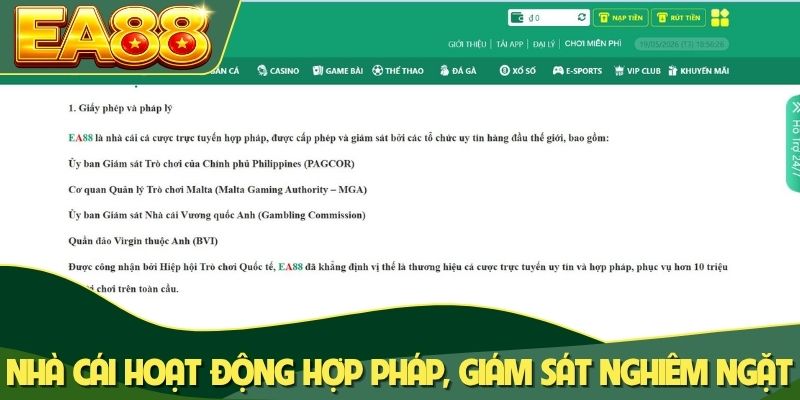 Nhà cái hoạt động hợp pháp, giám sát nghiêm ngặt Nhà cái hoạt động hợp pháp, giám sát nghiêm ngặt