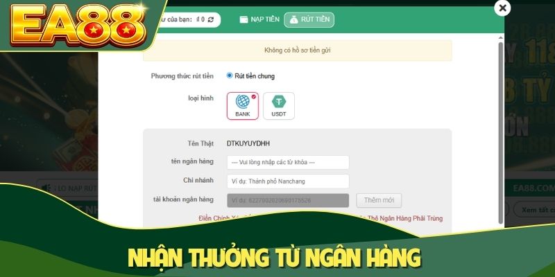 Nhận thưởng từ ngân hàng Nhận thưởng từ ngân hàng