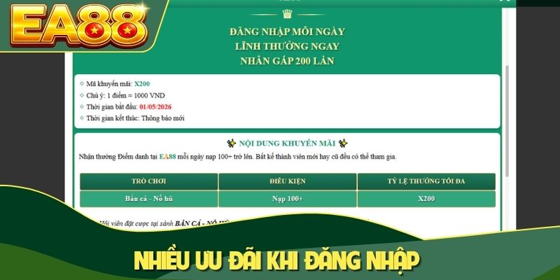 Nhiều ưu đãi khi đăng nhập Nhiều ưu đãi khi đăng nhập
