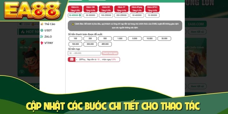 Cập nhật các bước chi tiết cho thao tác