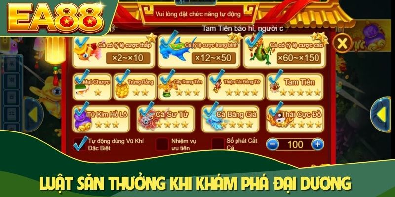 Bắn Cá Thần Tài EA88 - Bí Kíp Càn Quét Đại Dương Cực Chuẩn 2 Luật săn thưởng khi khám phá đại dương